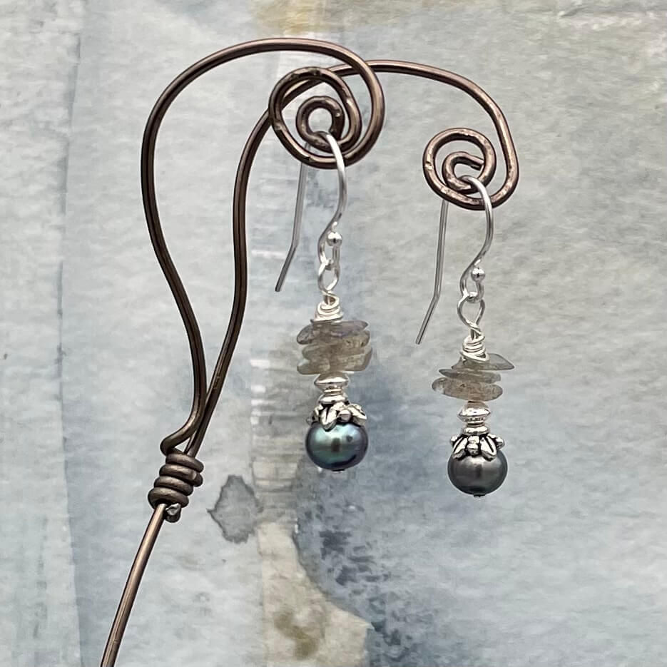Thumbnail: Pearl & Labradorite Misty Moor Earrings