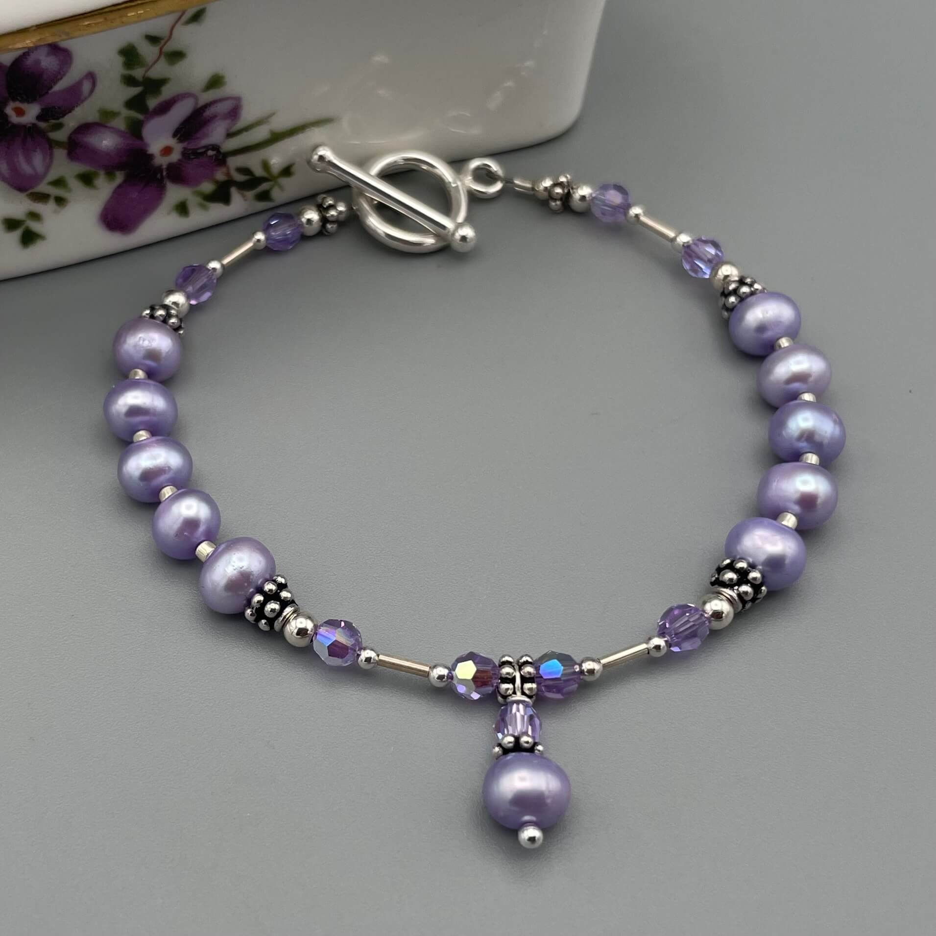 Pearl Lavender Lily Bracelet