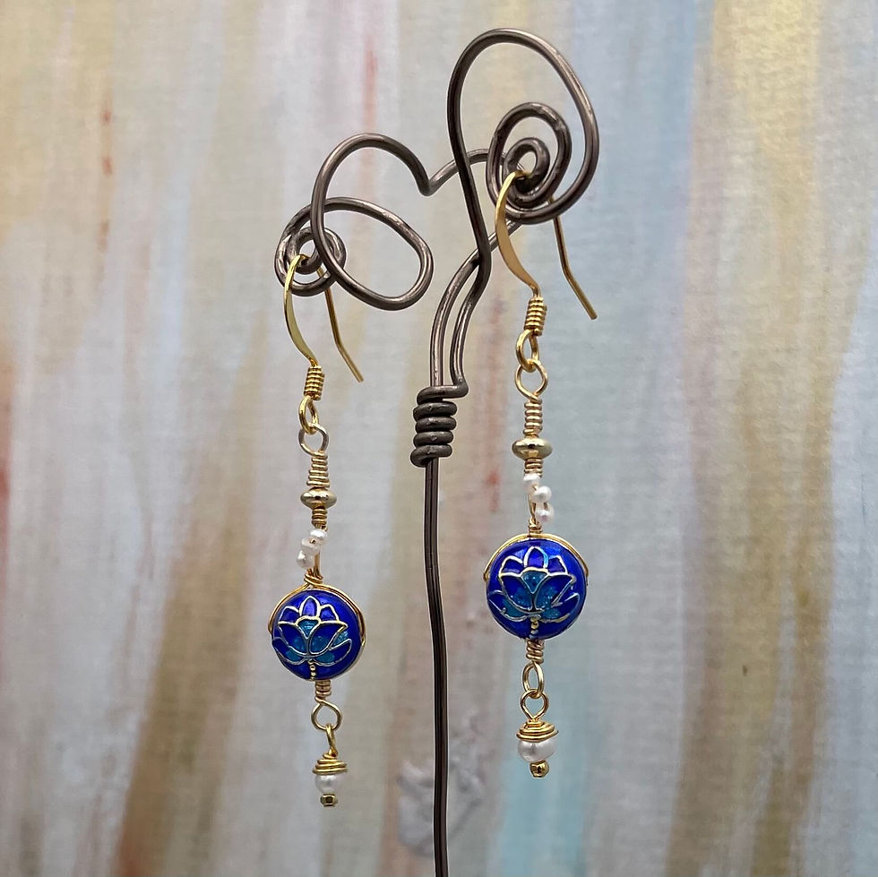 Thumbnail: Pearl Cloisonné Royal Lotus Earrings
