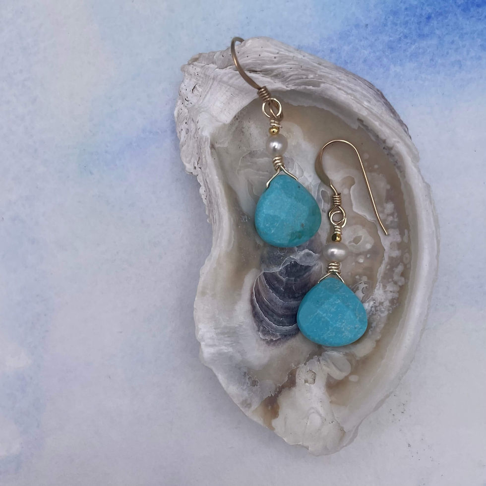 Thumbnail: Turquoise & Pearl Morning Sky Earrings