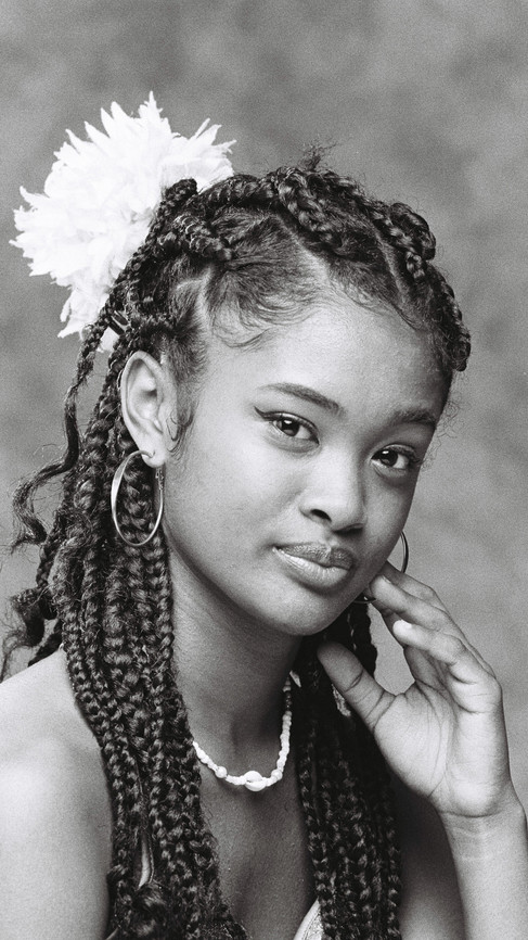 young girl with locks posing