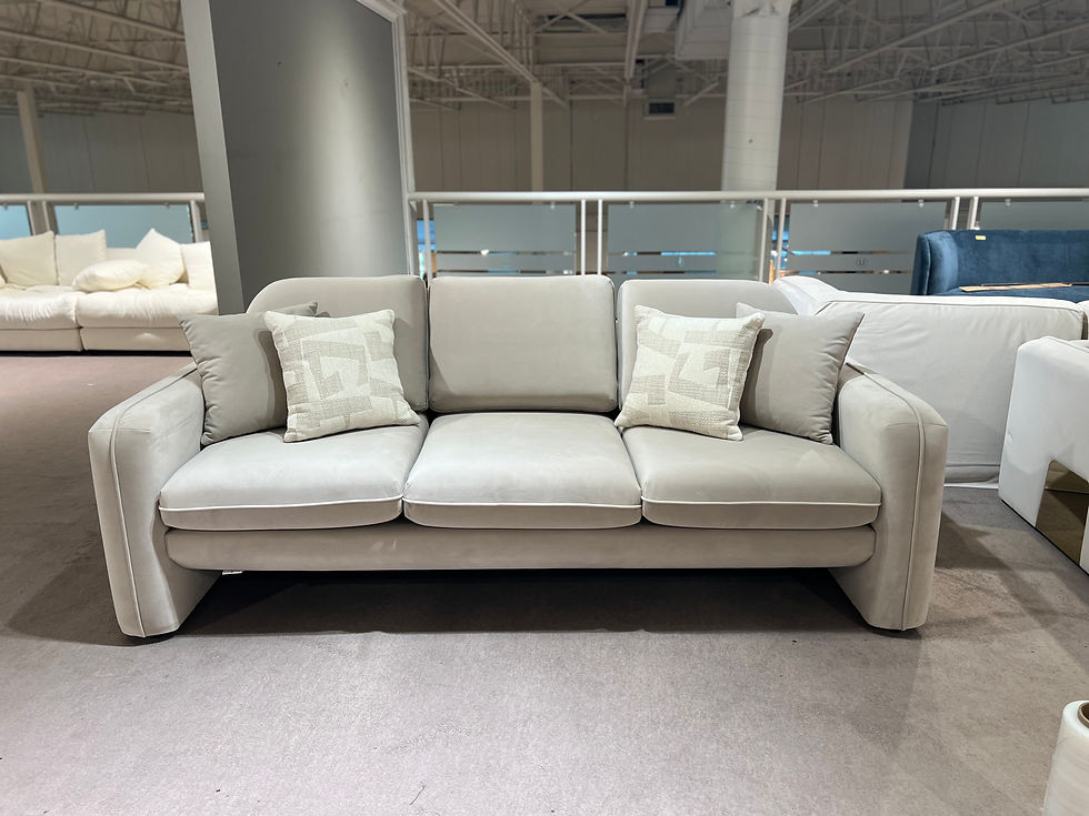 Thumbnail: Beige Velvet / Microfibre 3 Seater Sofa