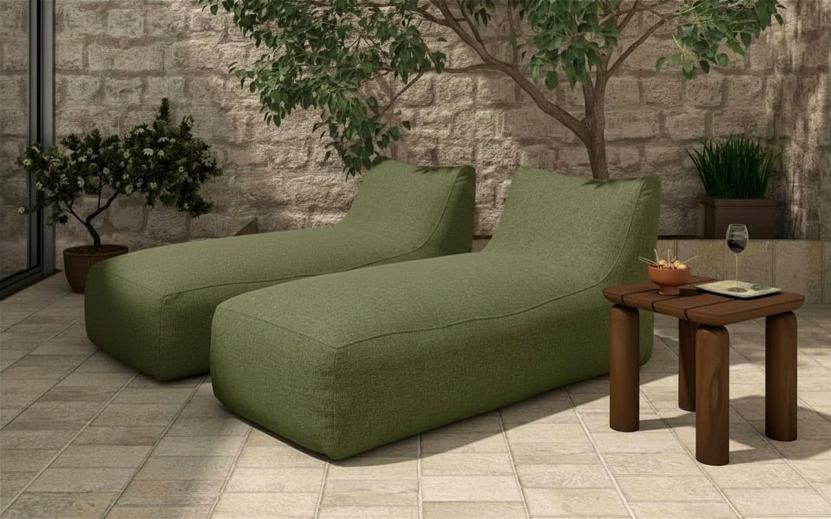 Moe's - Lirio Outdoor Chaise Green  - 39 x 78 x 31.5