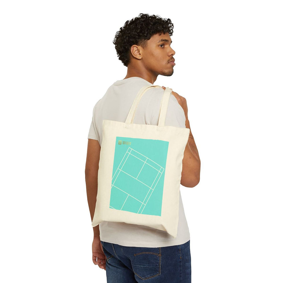 Thumbnail: OnTrend Sports Light Blue Badminton Court Cotton Canvas Tote Bag