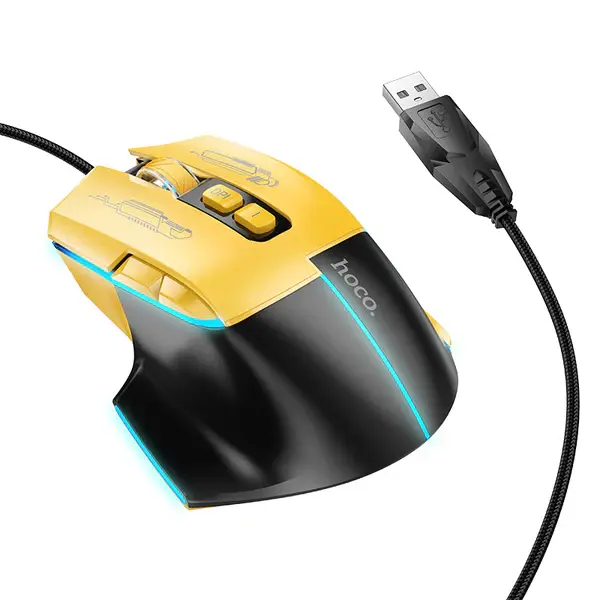 Thumbnail: HOCO - GM31 - Overlord Luminous Gaming Wired Mouse - Yellow, Black