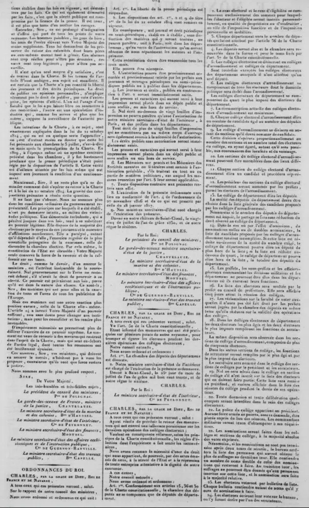 Le Moniteur Universel, 26 luglio 18302
