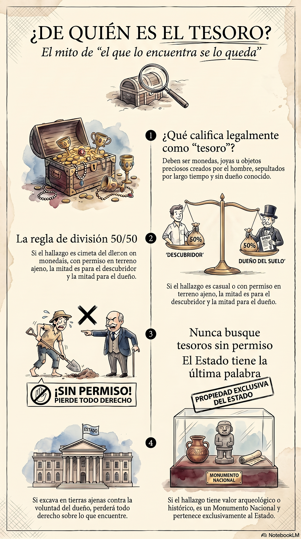 Descubrimiento de tesoros: el mito de "el que lo encuentra se lo queda" frente a la ley civil