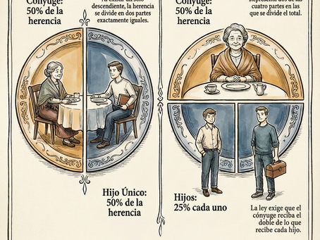 Fallecimiento de una persona y repartición de los bienes entre cónyuge e hijos