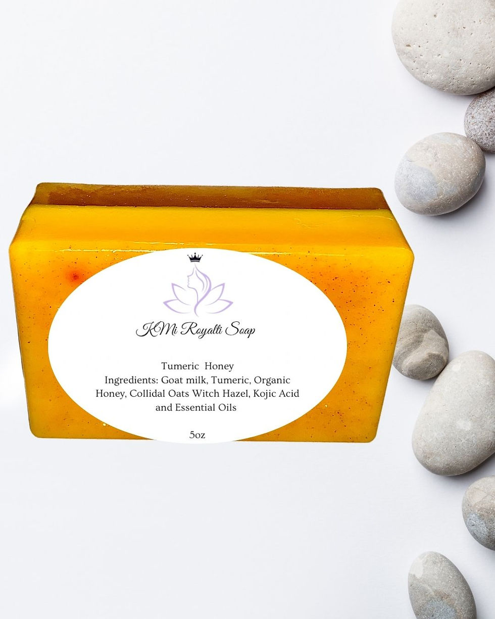 Honey Tumeric Soap Bar with turmeric and honey for brightening, moisturizing, and healthy-looking skin.