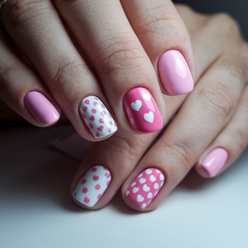 Leuchtend und voller Leidenschaft: Rosa-Pink Nägel mit Herz setzen ein klares Statement für einen unvergesslichen Valentinstag.
