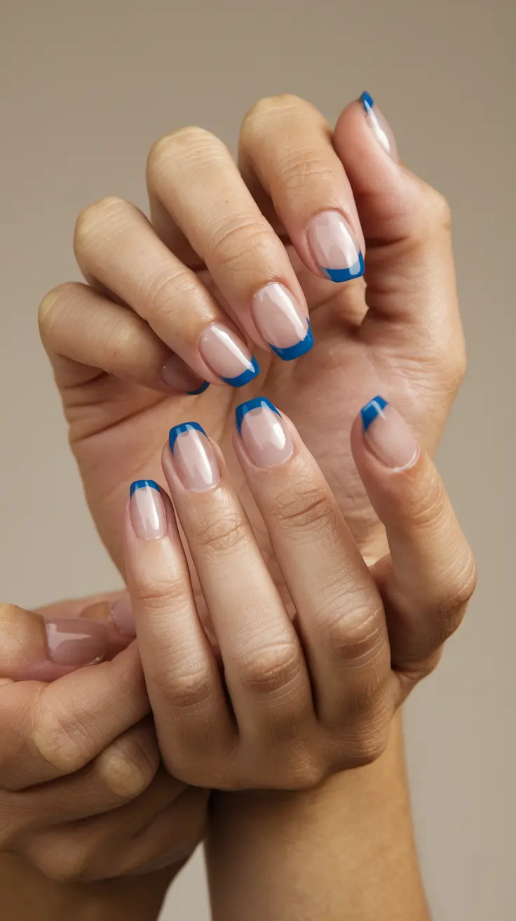 French Nägel Idee Blau