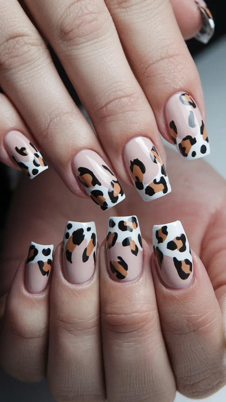 French Nägel Leoparden Look