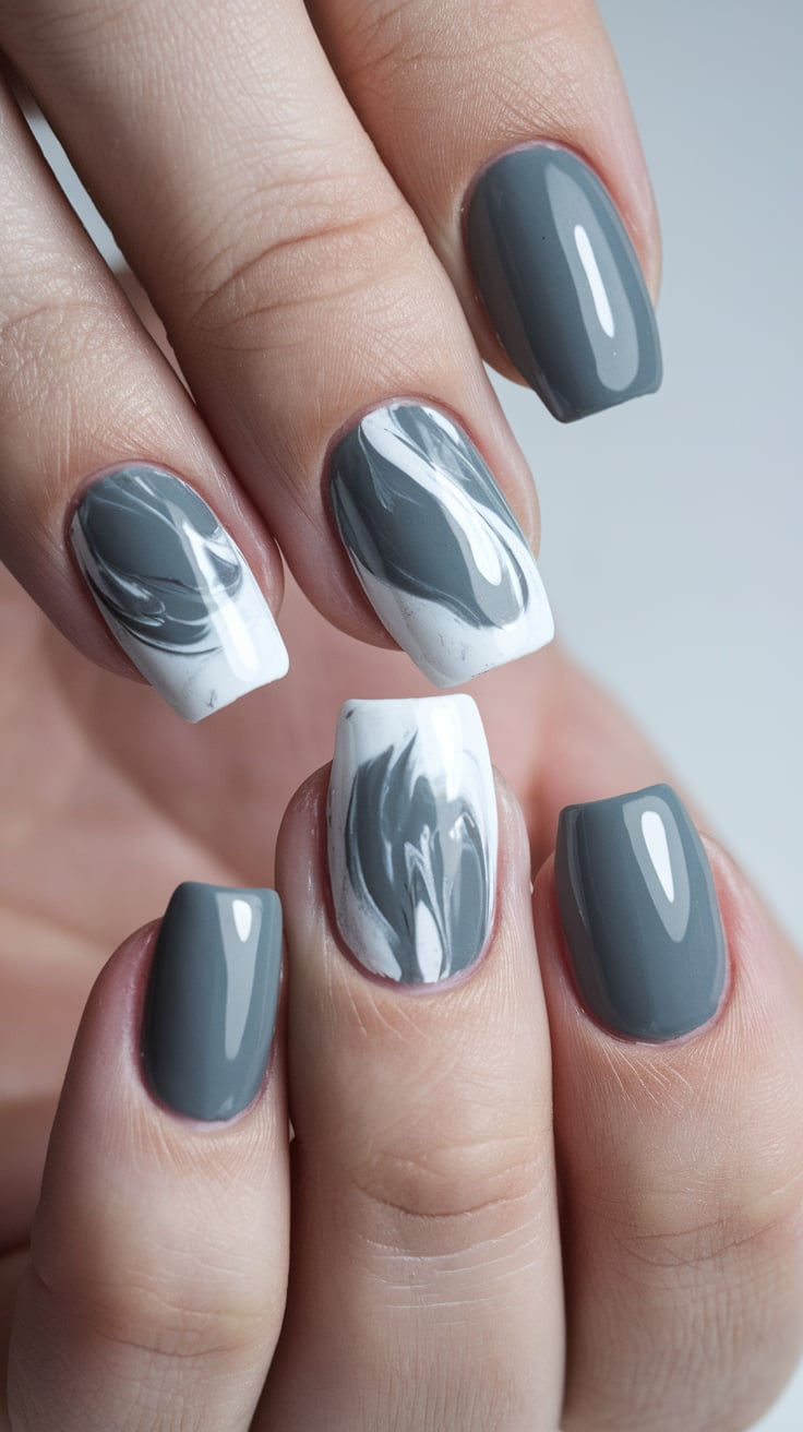 graue marmor nägel - Cool Moondust Dipping Powder