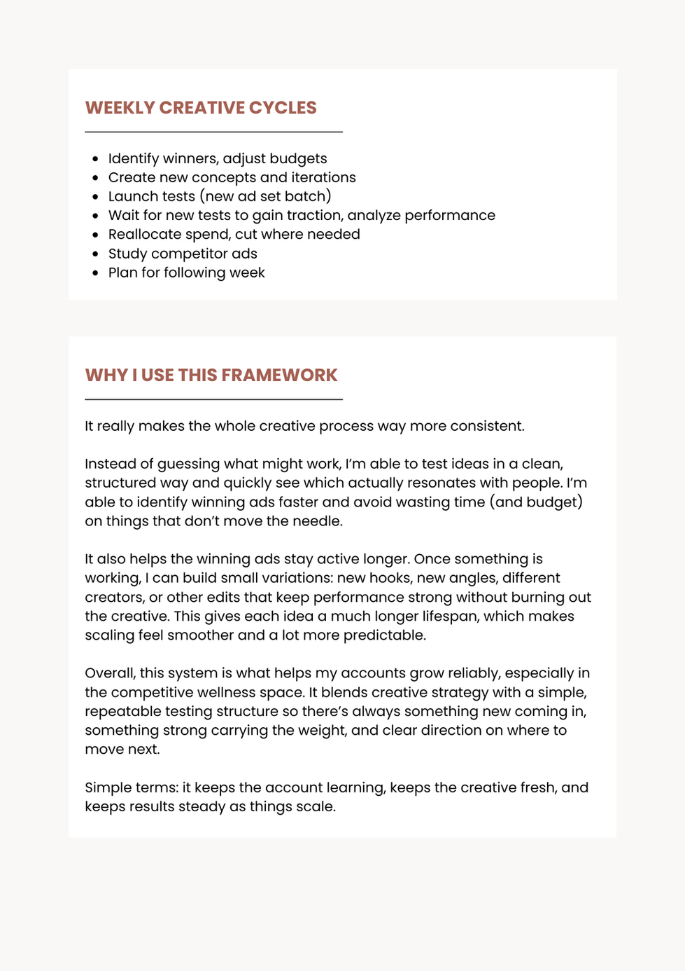 Meta ads creative testing framework