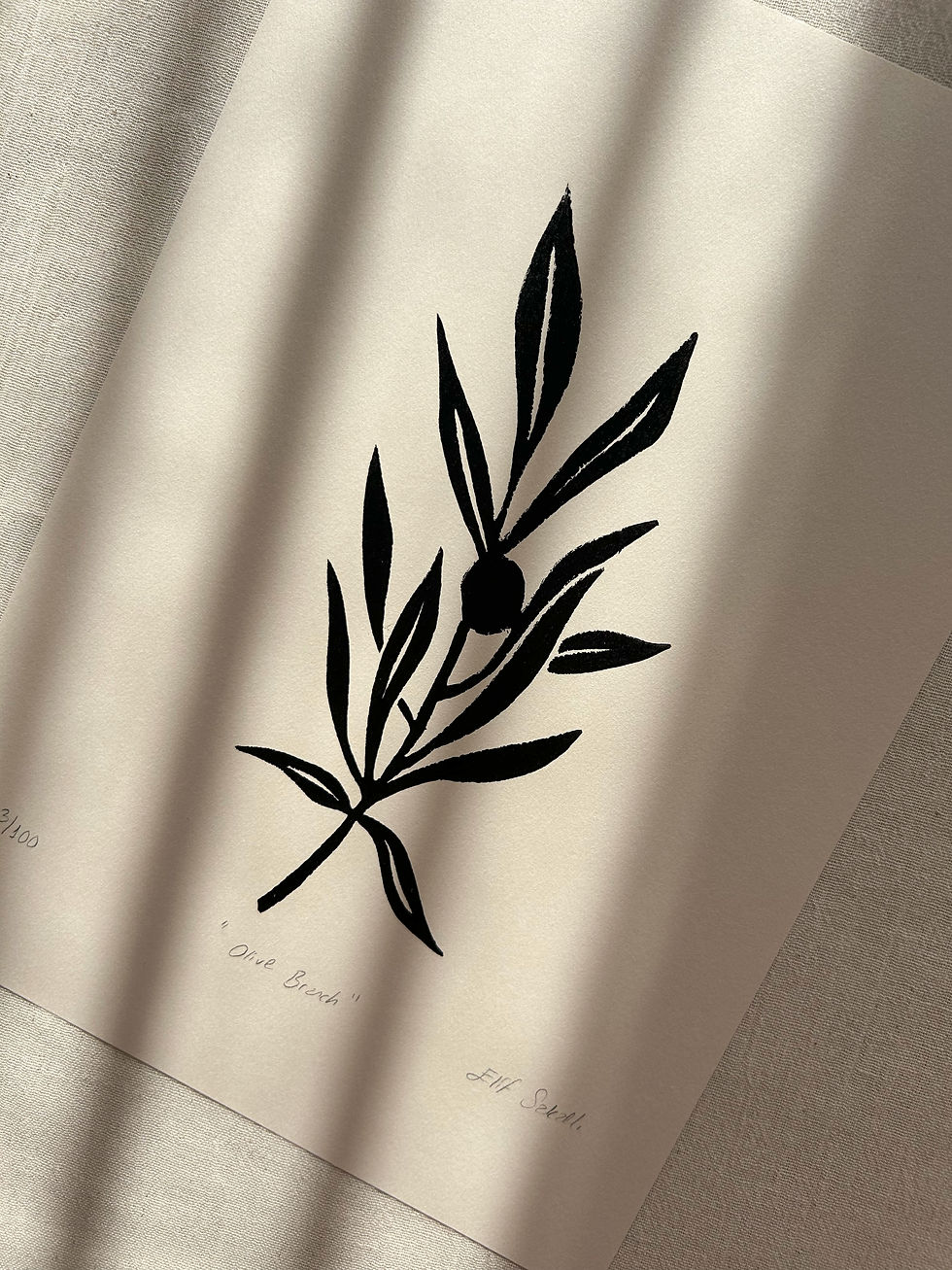 Küçük resim: Olive Branch ✦ Orjinal Linöl Baskı