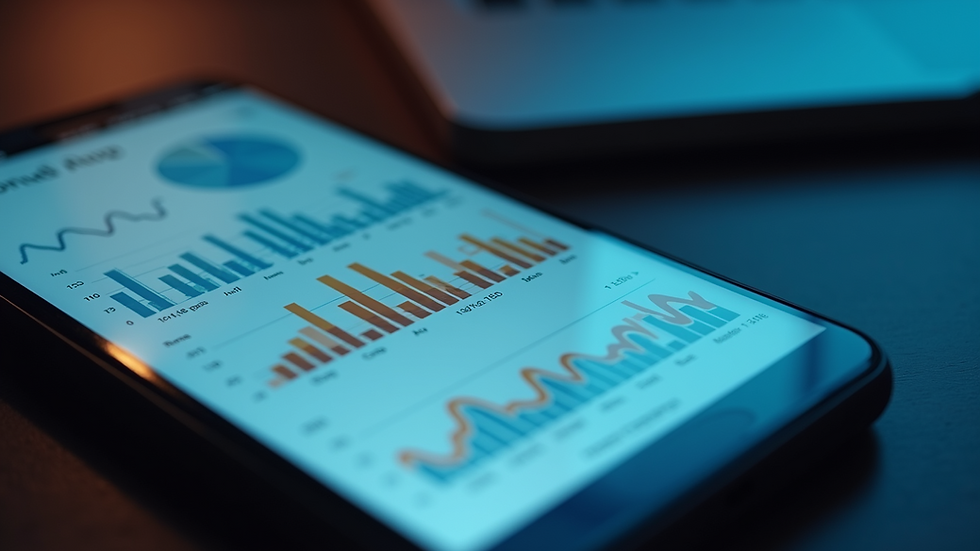 Close-up view of a smartphone screen showing AI marketing analytics