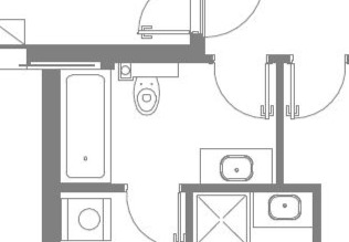 שרטוט חדר רחצה עם אמבטיה