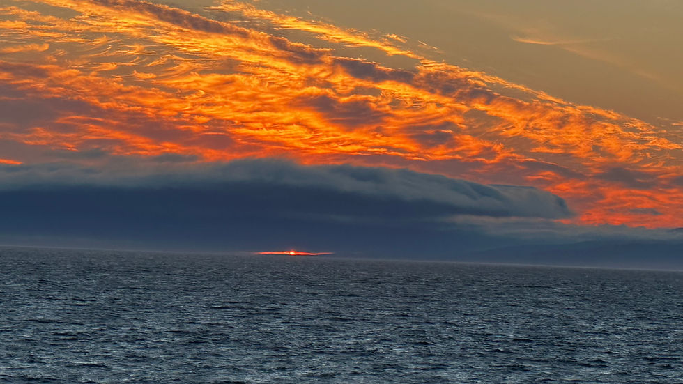 First sunset on the ship