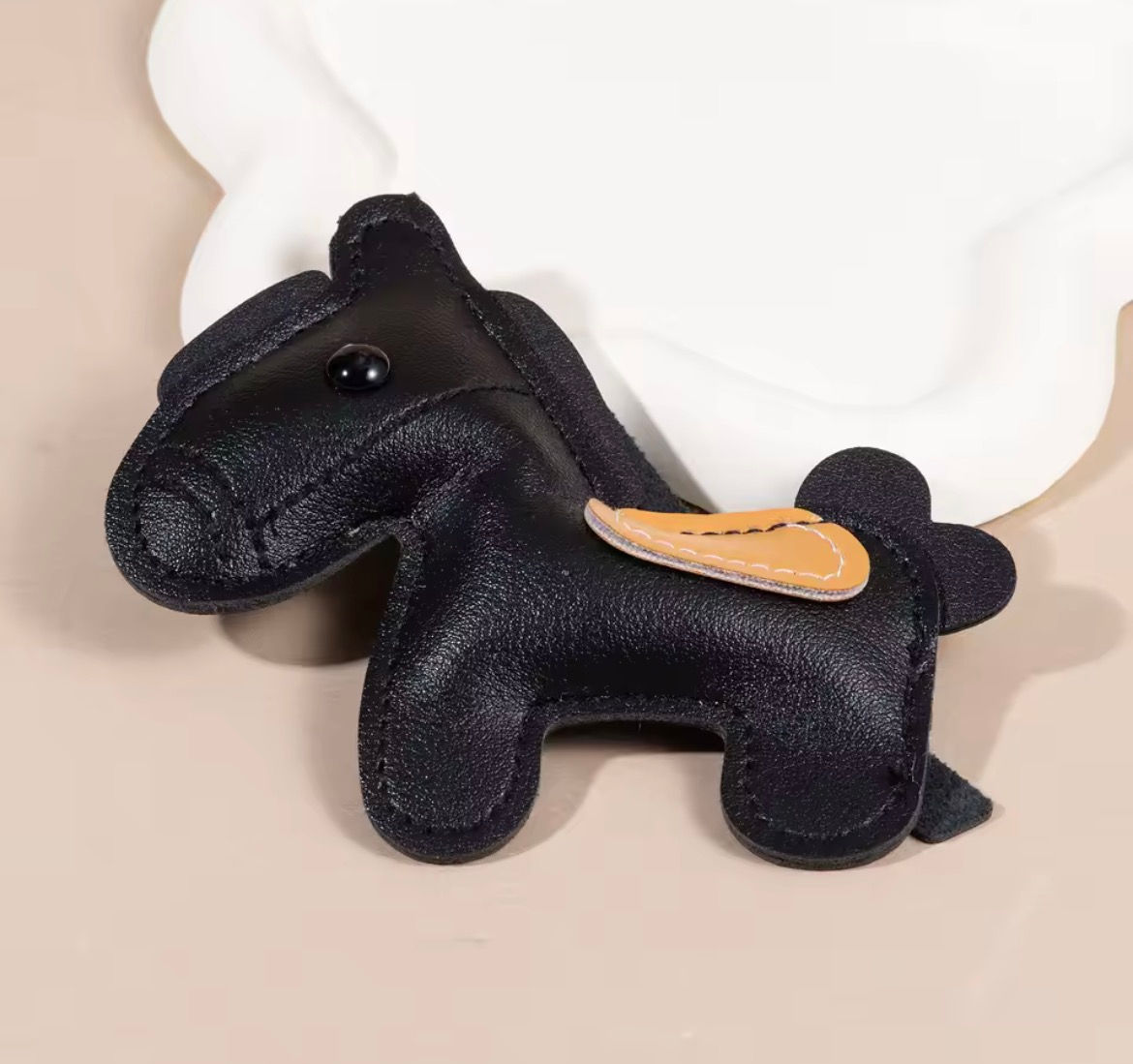 Cute Horse Charm Keychain Black
