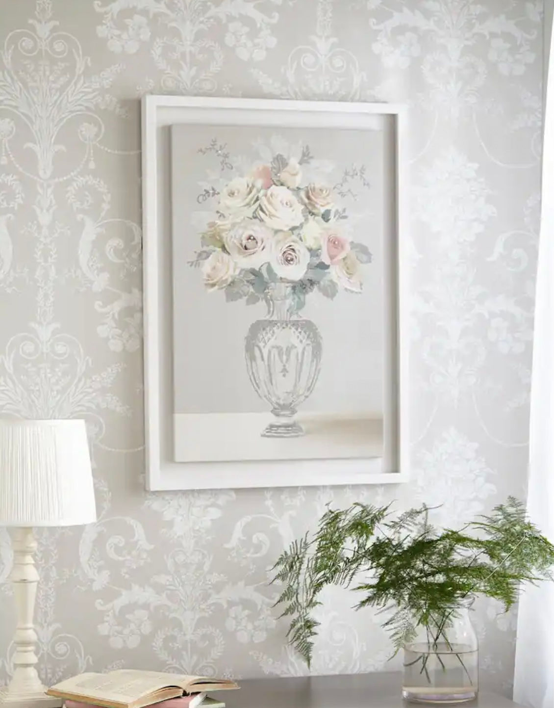 Laura Ashley Pink Rose Bouquet Vase Floating Frame Canvas