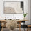 縮圖：Large Neutral Abstract Canvas Wall Art - Framed Beige Black Artwork
