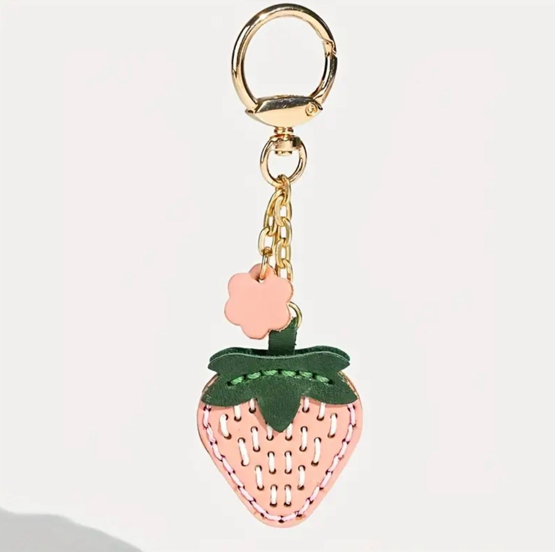 Strawberry Leather Keychain pink