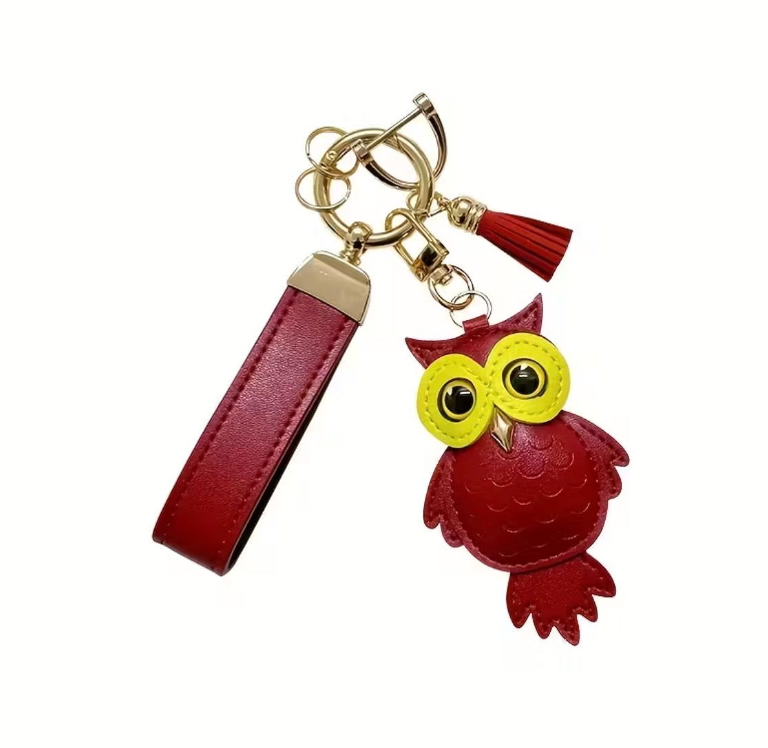 Owl Keychain Burgundy