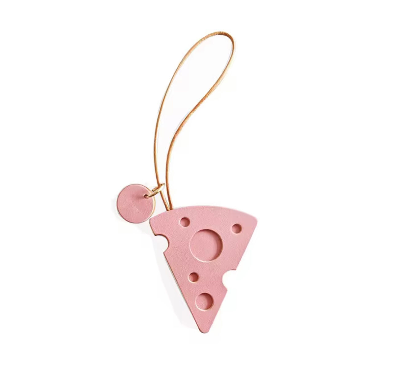 Keychain Cute Leather Cheese  Pink