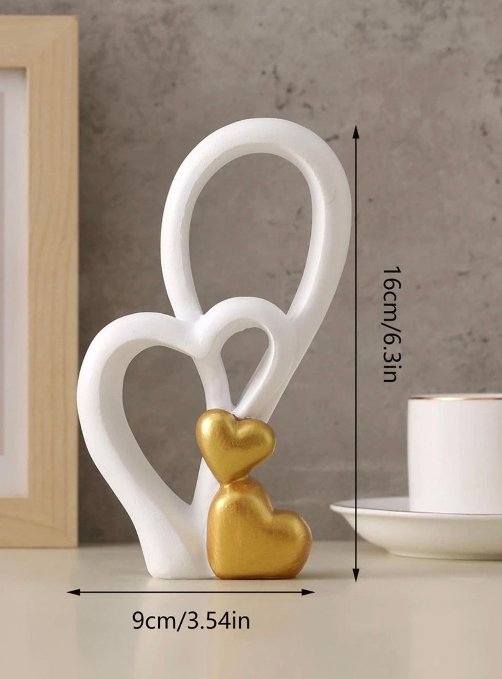 縮圖：1pc Heart Design Decoration Craft, Modern Polyresin Decoration Object For Living