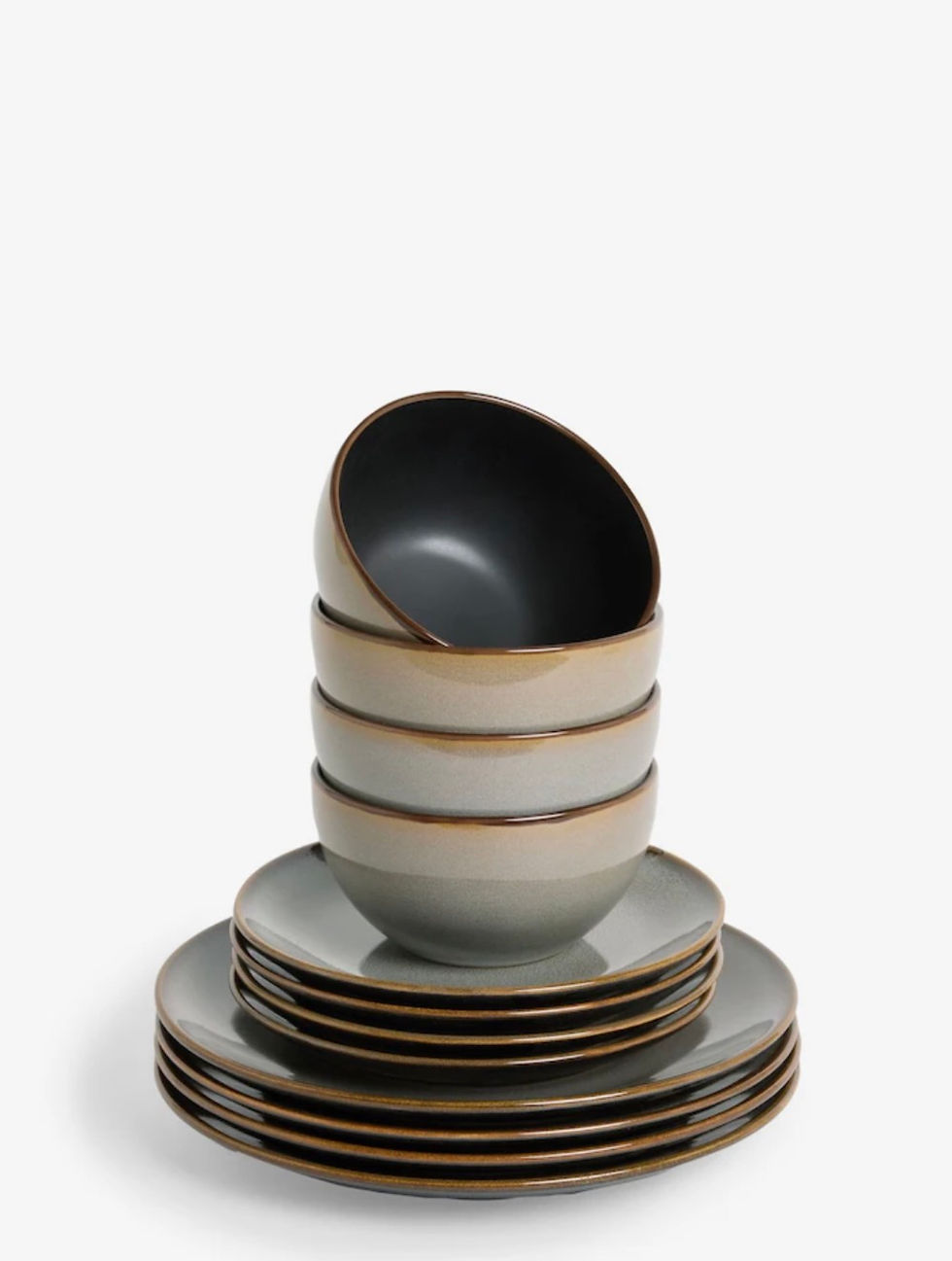 Thumbnail: 12 Piece Grey Hampton Reactive Glaze Dinner Set