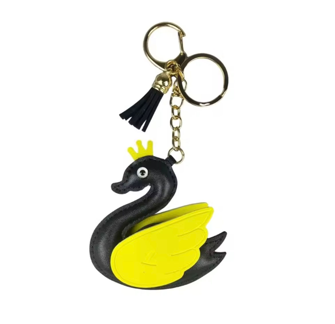 Crown Swan Keychain Black Yellow