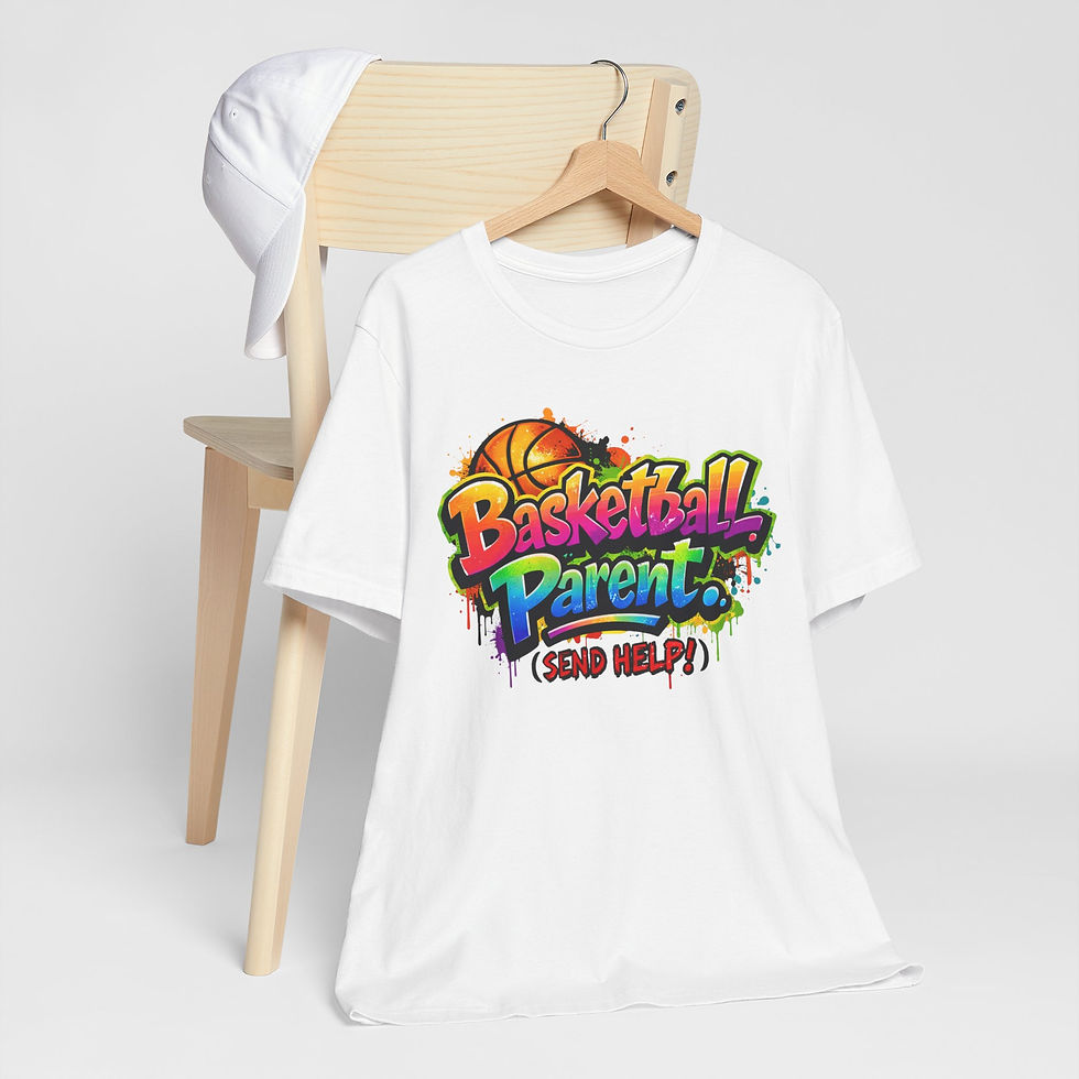 Thumbnail: Basketball Parent T-Shirt – Colorful Graffiti “Basketball Parent (Send Help!)” T