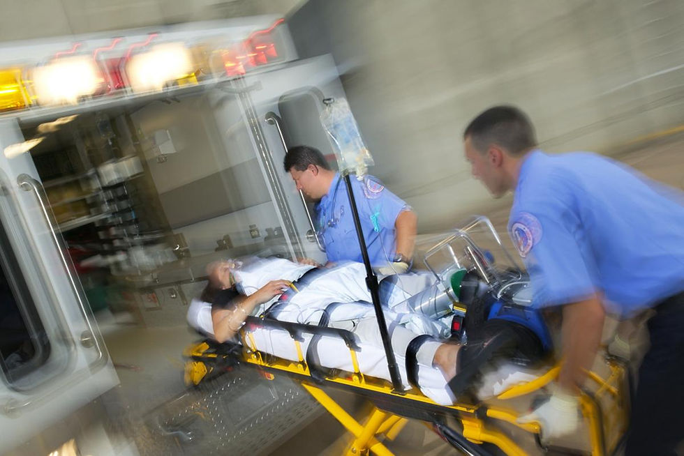 EMS rushes patient to ambulance