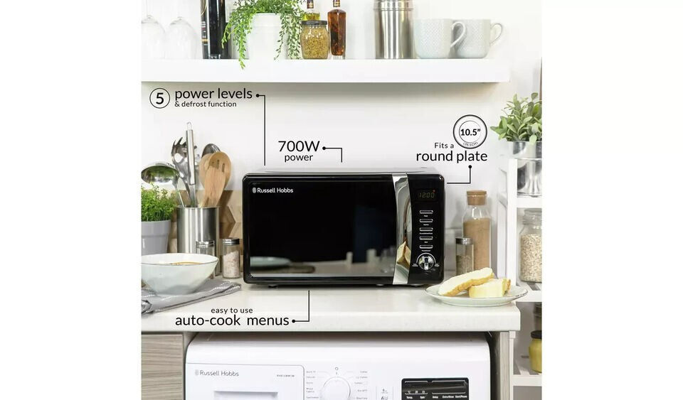 Thumbnail: Russell Hobbs 17L Worcester 700W Standard Microwave Digital RHMD712B Black