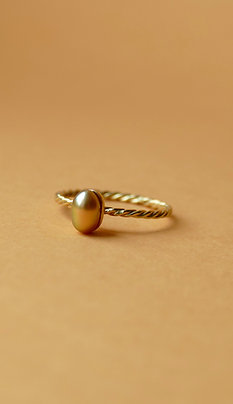 18K Geelgouden ring met gouden zuidzee keshi parel