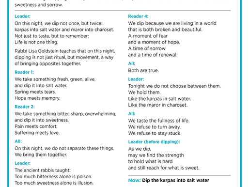 Karpas Ritual of Dipping: Holding Opposites