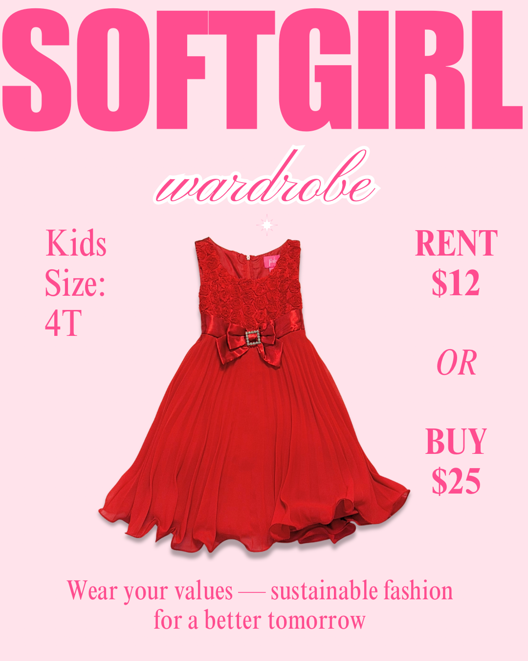 Fancy Red Dress : 4T (Rental)