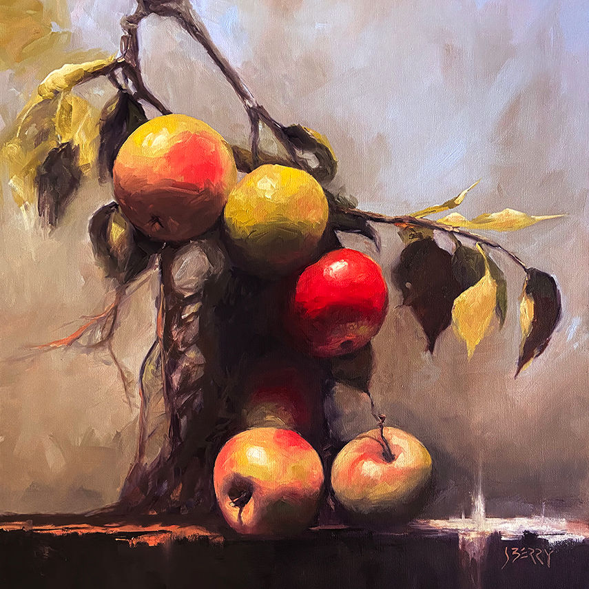 Thumbnail: Red and Green Apples on a Branch oil painting by Jenny berry sarasota florida artist