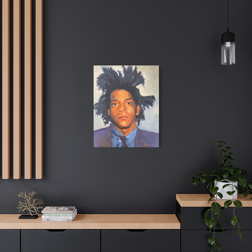 Thumbnail: Canvas art print of Jean Michel Basquiat portrait by Jenny Berry Artist