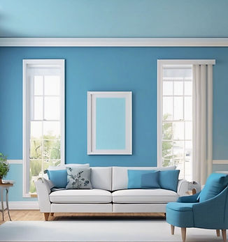 Interior Painting Living Room. Blue and