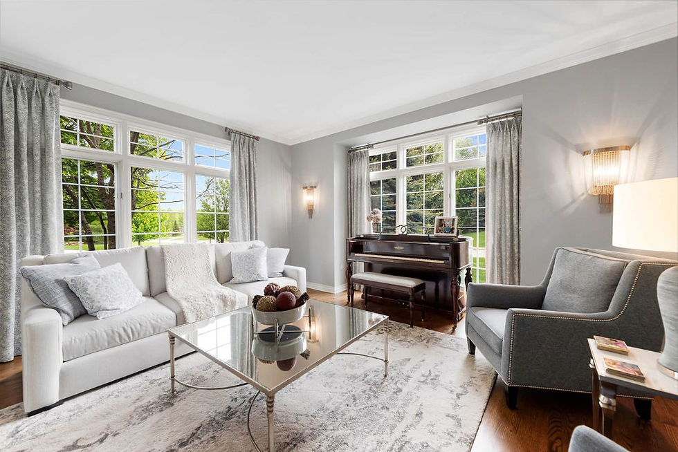 Elegant room with white and grey furniture