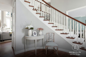 White and timber staircase