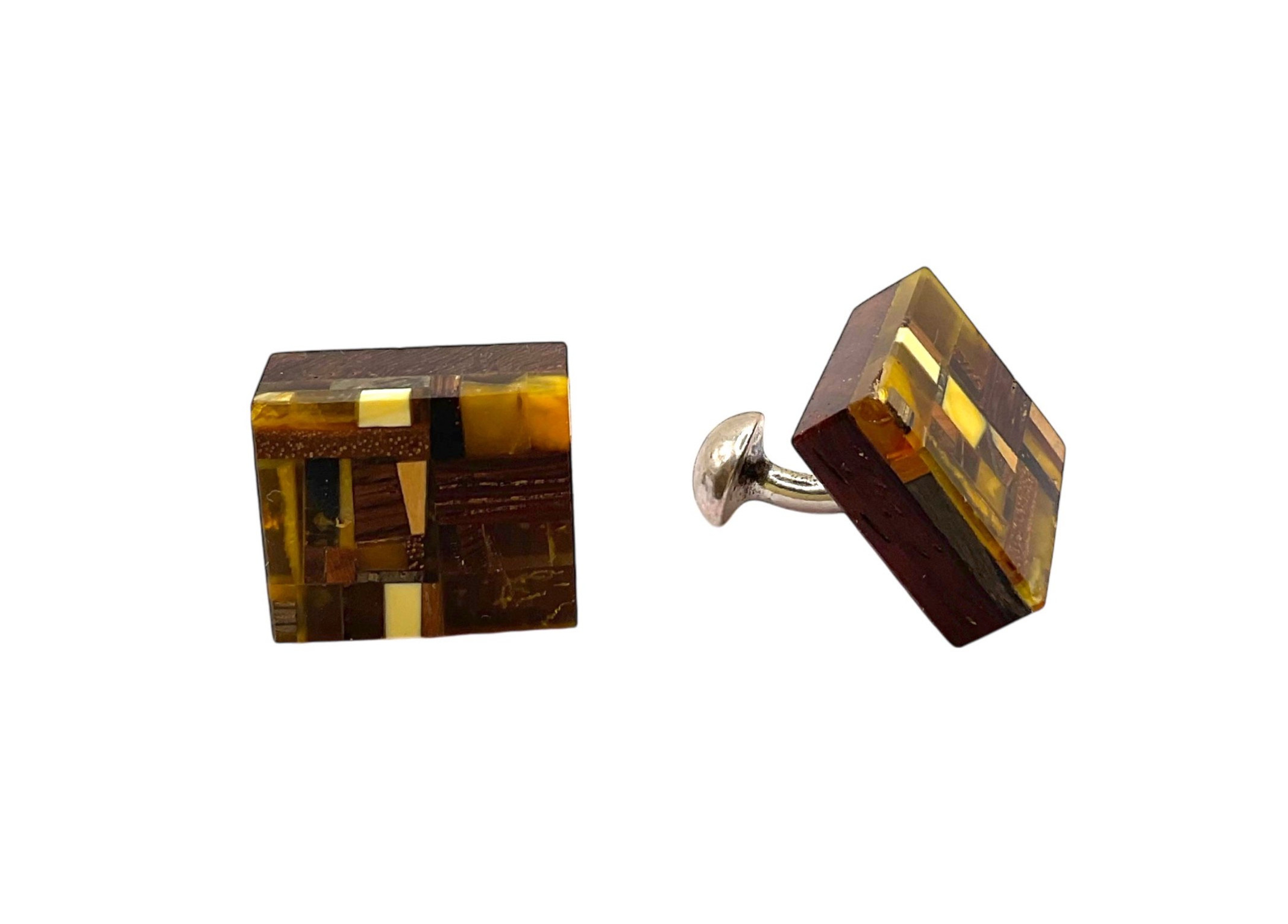 Baltic Amber Cufflinks- Amber Mosaic Designer Cufflinks