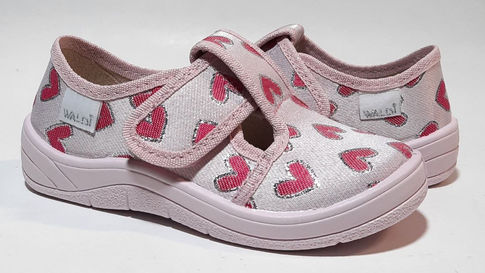 Рожеві тапочки для дівчинки Waldi Галя 391-0 з принтом блискучі серця