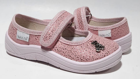 Розовые тапочки для девочки Waldi Алина 279-890 с фигуркой мишки
