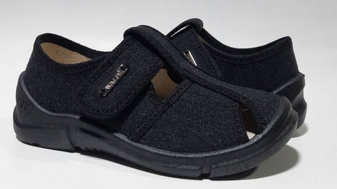 Черные тапочки-сандалики для мальчика Waldi Paolo 387-882 с логотипом
