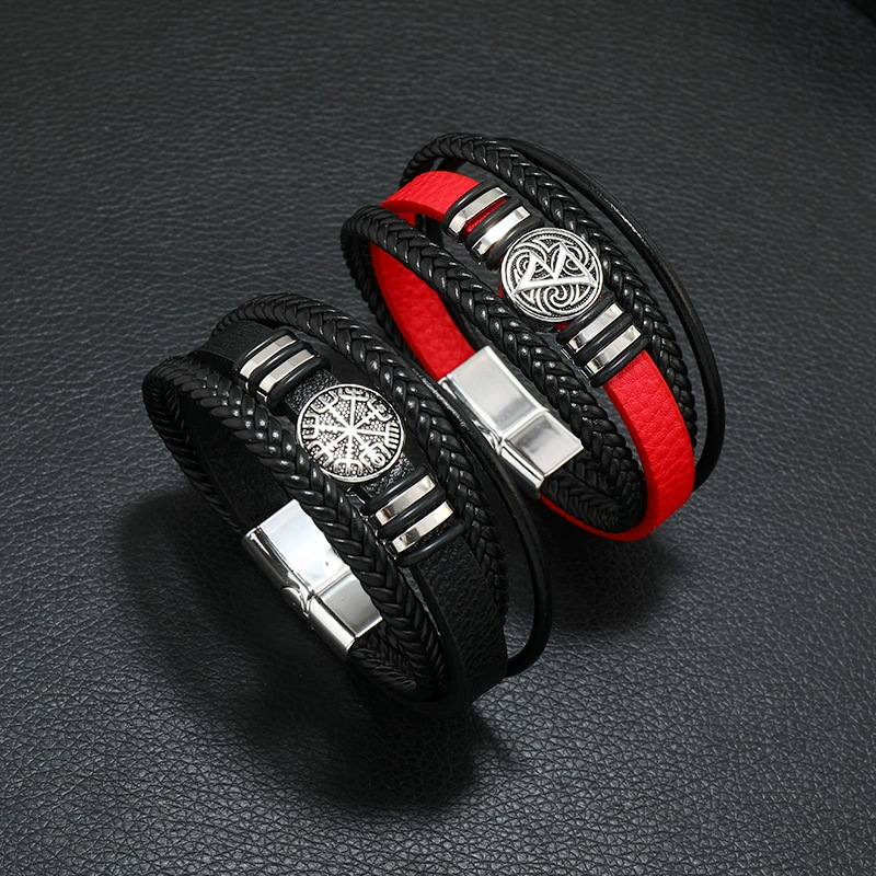Pulseira masculina de couro trançado