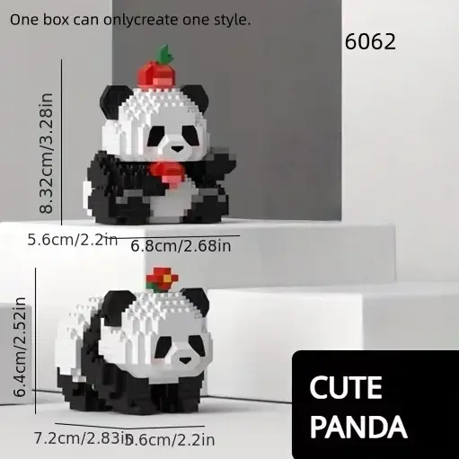Miniatura: Blocos de Montar de Panda Fofos, Brinquedos Educativos para Montar