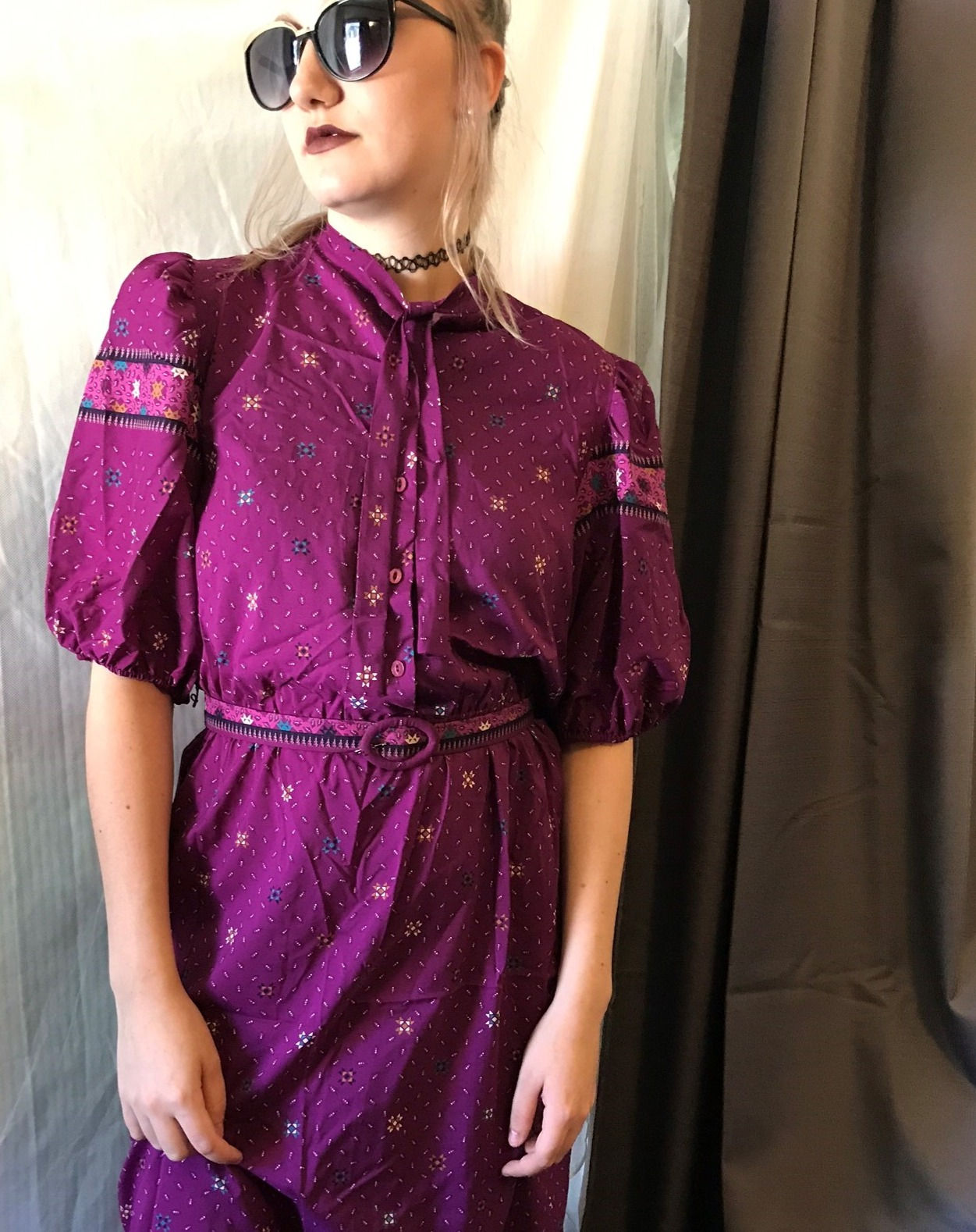 Raoul For Unita Corp Silky Purple Blouson Dress 1980