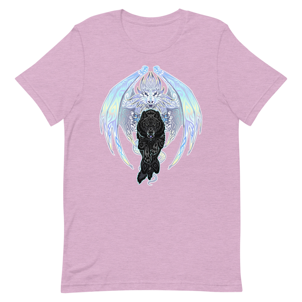 Thumbnail: White Dragon Black Wolf Unity Unisex t-shirt